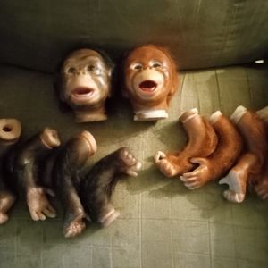 2 painted Rooted Binky w/Large head Orangutan (16 inch doll parts)